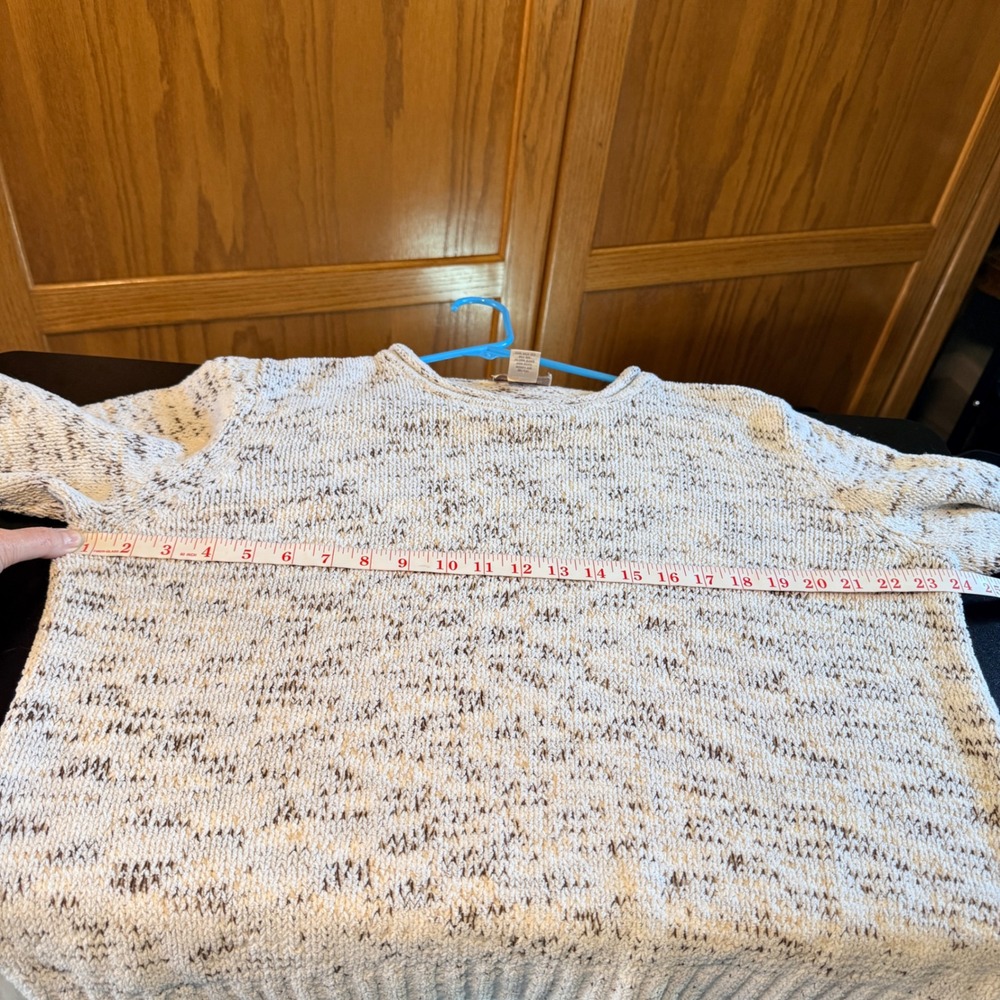 Studio Works Womens Large Marled Knit Sweater Tan Brown Crew Neck Long Sleeve - Picture 5 of 9